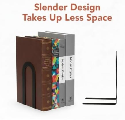 Chunful 12 Pcs Black Modern Metal Book Ends for Shelves Decorative Small Bookends Book Shelf Organizer Minimalist Design Stopper to Hold Books for Office (Round) - Image 5