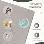 Wireless Charging Mouse Pad Firelison 2 in 1 Leather Multifunctional Office Desk Pad with Non-Slip Rubber Base, Waterproof Desk pad for Computers/Office/Work/Home/Decor（ 32" x 16"Grey - R） - Image 4