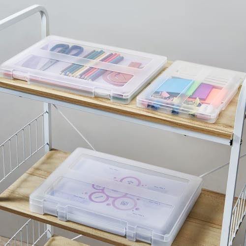 8 Pack Paper Storage Boxes, 8.5 x 11 Plastic Portable Project Case for US letter Size and A4 paper, Plastic Multi-Purpose Thick Scrapbook Storage Box for Office,Craft or Art Supplies - Image 7