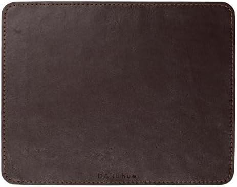 Full-Grain Leather Mouse Pad - Genuine Leather Mouse Mat with Non-Slip Backing, 3mm Thick, Smooth Mouse Glide, Desk Accessory for Office, Work & Gaming (Dark Brown, Large 11.8 x 9.8 in) by DAREhue