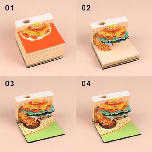 Time Piece Calendar, 2027 Desk Calendar, 3D Tear-Away Paper Carving Art Memo Pad Notepad Gift for Christmas Housewarming Desktop Decoration(with Calendar, Without Light) - Image 6