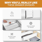 6-Pack Drawer Dividers - 6 Inches High, Adjustable 11 to 17 Inches Bamboo Drawer Organizer, Large Expandable Separator for Clothes, Dresser, Bedroom, Bathroom, Baby, Office, Kitchen Utensil, White - Image 3