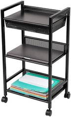 Mind Reader Cart with Covered Compartment, Office Organizer, Storage, 3-Tier, Office, Metal, 15.5" L x 11" W x 28.25" H, Black - Image 5