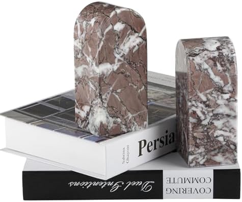 Koville Turkish Natural Marble Bookends for Shelves, Decorative Book Ends, 7lbs Heavy-Duty Marble Book Holders, Bookshelf Apartment Decor for Normal Books/CD/Video Games(Leopard) - Image 4