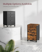 VASAGLE Mobile File Cabinet, 3 Drawers Filing Cabinet with Wheels - Image 6