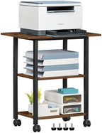 Lerliuo 3-Tier Printer Stand, Industrial Rolling Printer Table with Storage by Lerliuo