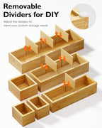 12-Piece Bamboo Drawer Organizer Set, 24 Compartments Modular Storage - Image 3