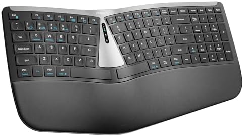Nulea Ergonomic Split Wireless Keyboard with Cushioned Wrist Rest by Nulea