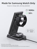 Wireless Charger for Samsung Charging Station: 3 in 1 Android Charging Stand with Dimmable Clock - Nightstand Organizer for Galaxy S25 Ultra, Galaxy Watch 8 7 6 5 4, Galaxy Buds (Not for iWatch) - Image 3