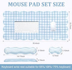 L-SPOUTTO Blue Checkered Mouse Pad Set,Cottagecore Scalloped Desk Mat Set - Image 5