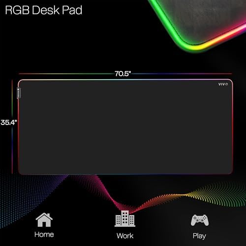 VIVO Black Extra Large 71 x 36 in Full Size Desk Pad w/RGB, DESK-PAD72-36 - Image 3