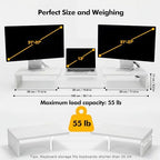 Dual Monitor Riser, Acrylic Monitor Riser with Keyboard Storage, Adjustable Angle & Length Computer Monitor Stand, Wide Desk Shelf for Top of Desk for Home Office_White Maple Look - Image 3