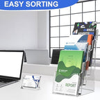4 Pcs Acrylic Brochure Holder, 4 x9 Inches Flyer Holder, 4 Tier Clear Pamphlet Holder, 4 Inch Wide Magazine Literature Organizer Holder, Brochure Display Stand, for Wall Mount or Desktop Use - Image 5