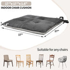 Office Stacking Chair Cushions 4 Pack, Corduroy High Density Foam Kitchen Seat Cushions with Ties, Square 17" x 17" Indoor Non-Slip Dining Chair Pads, Grey，4pcs - Image 4