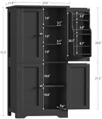 Pantry Cabinet with 4 Doors, Kitchen Storage Cabinet with Door Shelves, - Image 3