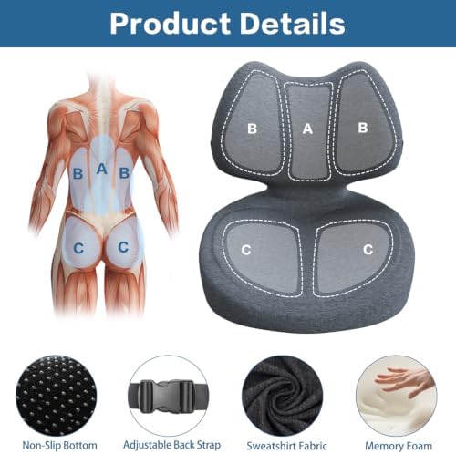 Memory Foam Seat Cushion with Back Support, One-Piece Design - Image 2