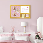 3-1 Memo Bulletin Board Combo,16’’x24’’,Gold Frame Pink Linen Ribbon Photo Board, Magnetic Whiteboard & Corkboard, for Office, Home, Bedroom,School,Dorm Wall Decor - Image 5