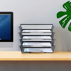 SETTFRFE 4 Tier Metal Letter Tray Desk Organizer-Stackable Paper Tray,Black (Pack of 2) - Image 2