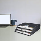 Acrimet Horizontal Triple File Folder Organizer Sorter, Letter Size, Black - Image 3