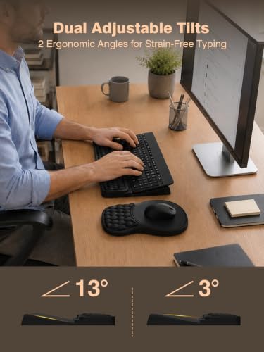 Ergonomic Keyboard and Mouse Pad Combo with Stand/Wrist Rest, Black - Image 4