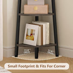 Hoctieon Corner Shelf, 6-Tier Corner Bookshelf, Rustic Ladder Shelf, Industrial Display Stand for Living Room, Kitchen, Home Office, Balcony, Small Space, Metal Frame, Grey - Image 3