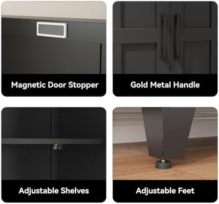 COFaR 71" Black Metal Storage Cabinet with Doors for Office and Garage - Image 6