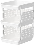 Lifewit 3 Tier Plastic Stackable Storage Baskets for Clothes 1 Pack, White by Lifewit