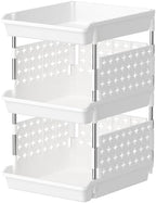 Lifewit 3 Tier Plastic Stackable Storage Baskets for Clothes 1 Pack, White by Lifewit