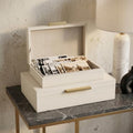 Decorative Storage Boxes with Lids, Set of 2 PU Leather Organizer Boxes by SUJUN