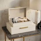 Decorative Storage Boxes with Lids, Set of 2 PU Leather Organizer Boxes by SUJUN