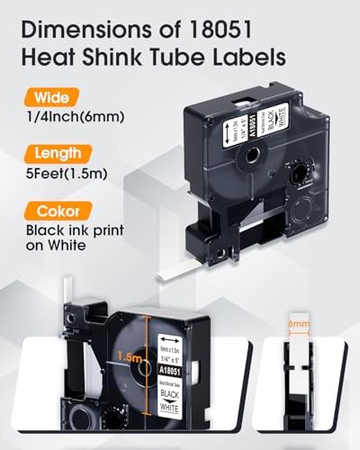 Replacement for Dymo 18051 Compatible Industrial Heat Shrink Tube Labels - Image 4
