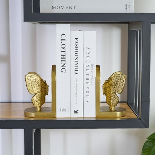 Gold Butterfly Bookends, Vintage Butterfly Book Ends for Heavy Books - Image 6
