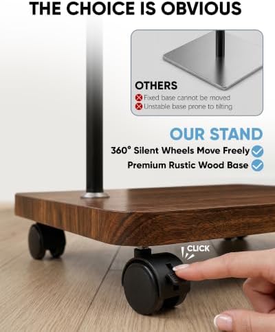 HULISEN Tablet Floor Stand with Wheels, Rolling Stand with 5lb Wood Base - Image 2