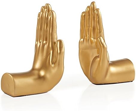 Danya B. NY8003GLD Contemporary Accent Book Shelf Decor - Hands Sculpture Bookend Set - Image 2