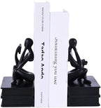 Reading Figurine Book Ends Book Lovers Gifts for Bookshelf Decorations for Readers, Graduates, Students, Teachers, Sculpture Home Decor for Shelves Desk Office Living Room (Black) by Suruim