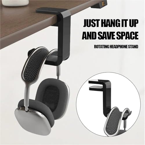 Desk Hook 4/8pcs 360° Rotating Under-Desk Headphone Stand - No-Punch Hanger(Black,8pcs) - Image 2