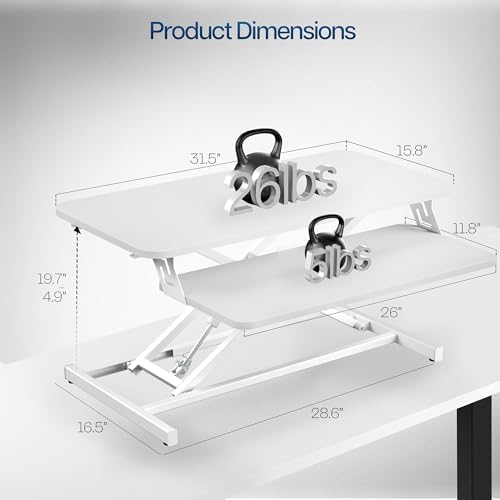 VIVO White 32 inch Standing Desk Riser, DESK-V000SW - Image 3