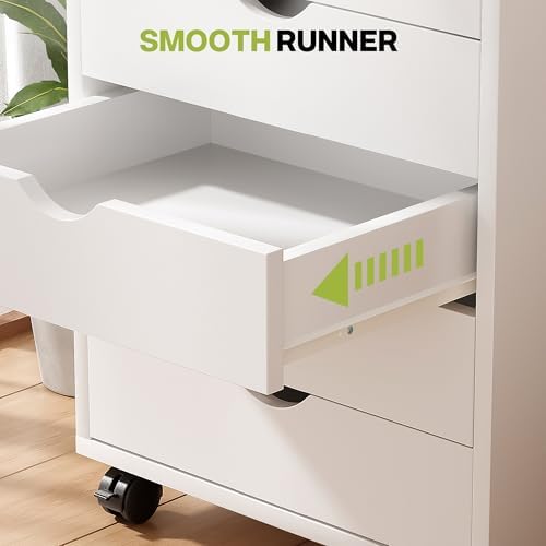 7 Drawer Chest, Dressers Storage Cabinets, Dresser Mobile Cabinet with Wheels, Drawers Organization Furniture for Office, Home, White - Image 5