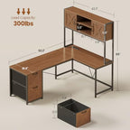 SEDETA Reversible Farmhouse L Shaped Office Desk with Drawer, Hutch - Image 2