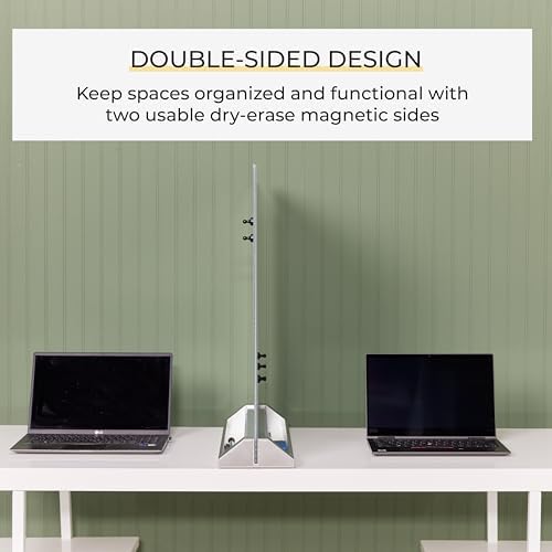 ECR4Kids MessageStor Glass Dry-Erase Board with Storage Stand and Magnets, White Board, White - Image 3