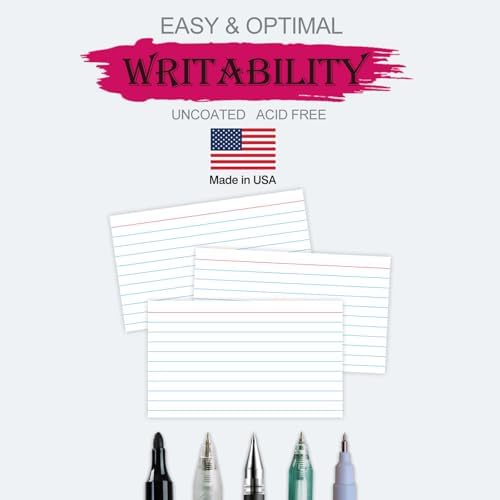 WritePads Index Cards Bulk, 2400 Flash Cards (24 Packs of 100), Wide Ruled Notecard, Blank Back Note Cards, Lined Flashcards for Studying School Home and Office, Made in USA (3x5) - Image 3