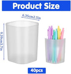 40 Pack Plastic Pencil Cups for Desk Pen Holder White - Image 2