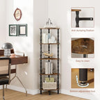 IBUYKE 5-Tier Corner Shelf for Small Space,Stylish Corner Bookshelf WBC020H - Image 4