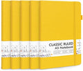 5 Pack Journal Notebook Bulk for School, Feela Hardcover Business Notebooks Classic Ruled Lined Journals with Pen Holder for Work Note Taking, with 5 Black Pens, 120 GSM, 5.1”x8.3”, A5, Yellow by feela