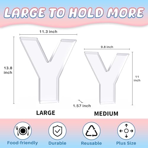 13.8" Extra Large Acrylic Letter Charcuterie Board Box, Reusable Fillable Letter Cake Candy Dish Display Serving Tray for Birthday Anniversary Party Decoration (Y) - Image 2