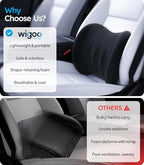 Wigoo Lumbar Support Pillow for Car-Office Chair, Black 1-Pack - Image 4