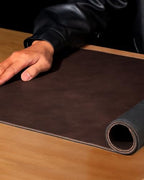 YSAGi Genuine Leather Desk Mat, 23.6"x13.8" Office Desk Pad, Thick Desk Pad Mat with Stitched Line, Non-Slip Desk Mat with Rubber Base (Dark Brown, 23.6"x13.8") - Image 5
