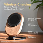 ARK Uno - Solid Wood MagSafe Stand Magnetic Wireless Charging Station w/Adapter & USB to USB C15W Wireless Charger. for iPhone 12-17 & Some Samsung. Home, Office, Kitchen,Best Mens Gifts! - Image 3
