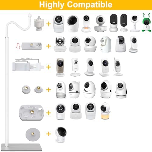 iTODOS Baby Monitor Floor Stand Holder Mount Compatible with HelloBaby HB6550/6560,Infant Optics DXR-8 Pro,Nanit Pro & Flex Stand,VTech VM819/VM901,Momcozy,Owlet,eufy,Babysense,Motorola - Image 2