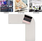 MAIDERN (40”+ 40”) x 13” L Shaped Corner Desk Mat, Cork & Leather Dual Sided Desk Pad for Gaming Computer Office Home (Cream) - Image 6